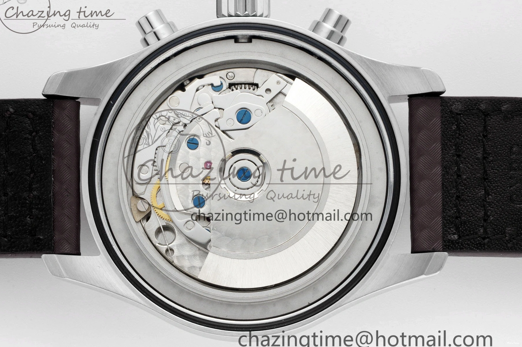 MIROTIME 0503 Pilot Chrono SS AZF 1:1 Best Edition Black Dial Orange Markers on Brown Leather Strap A EasyCare 7065